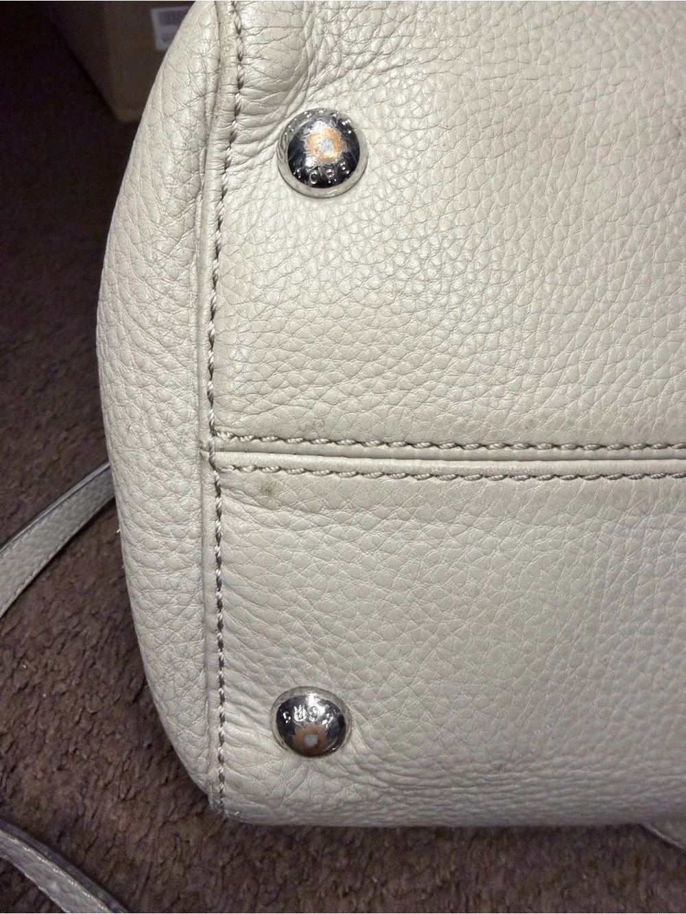 Michael Kors Gray Pebbled Women's Satchel Handbag with Silver Zipper Accents